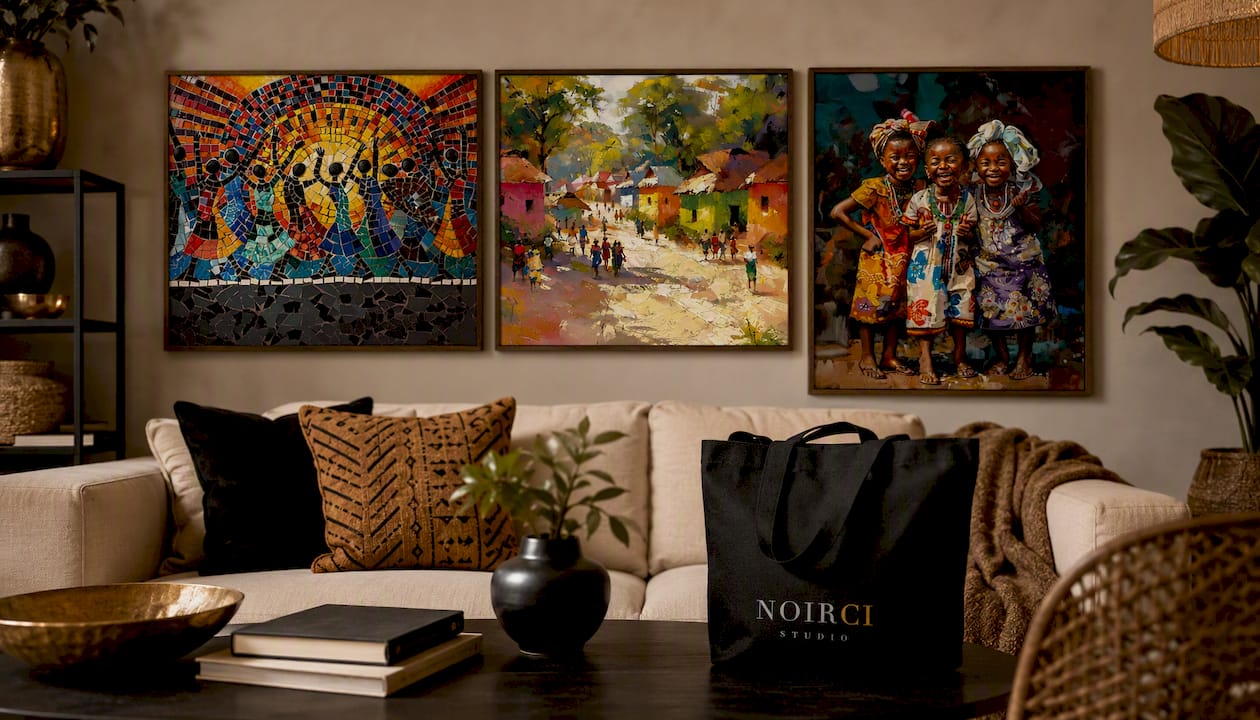 African Mosaic Tribal Canvas Wall Art Print - Shine On | Noirci Studio