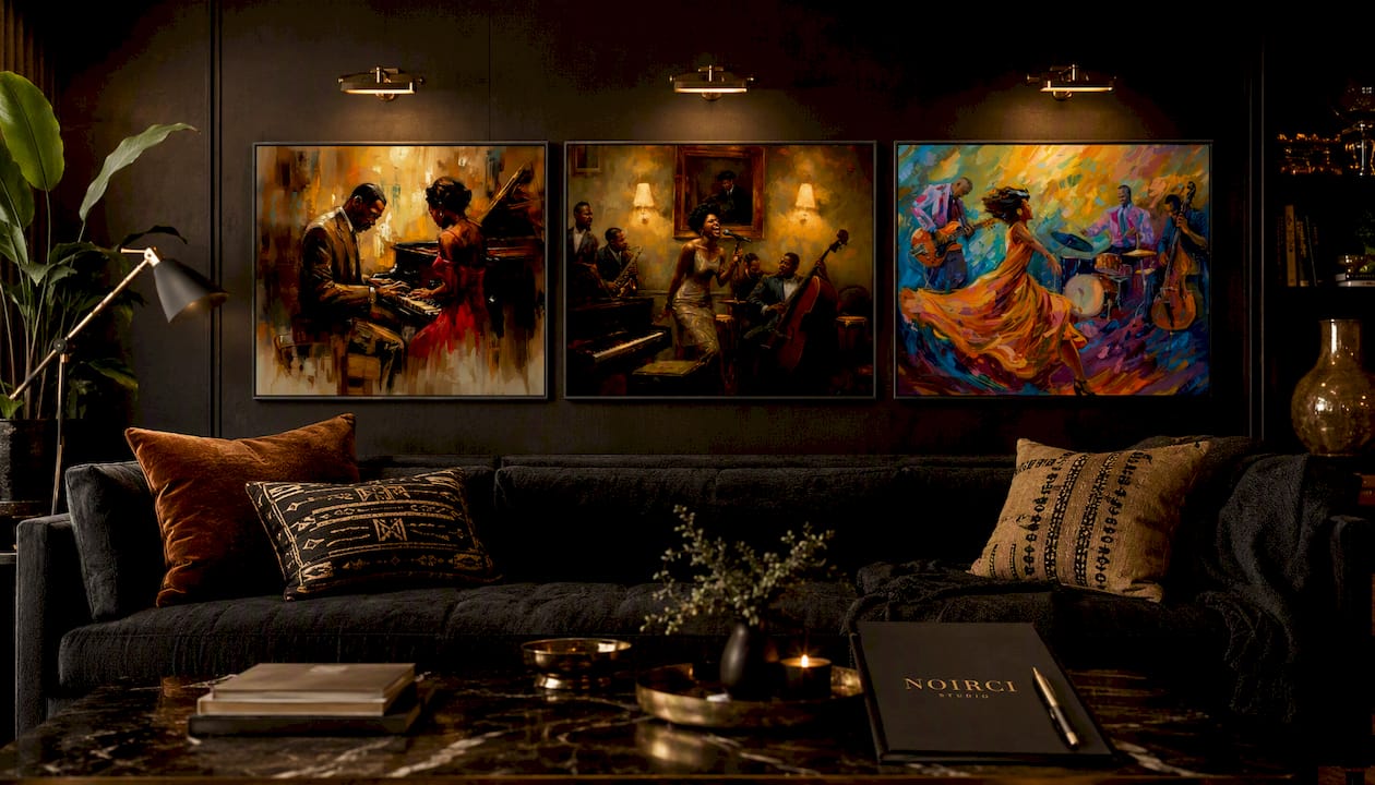Harlem Renaissance Couple Canvas Wall Art Print - Our Song | Noirci Studio