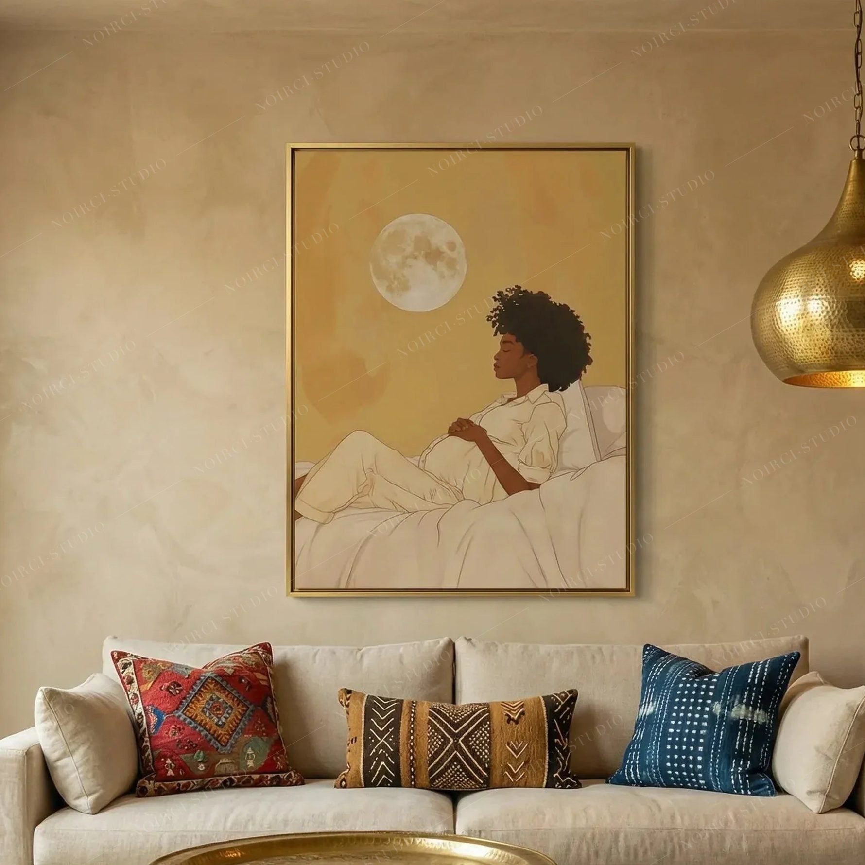 Black Maternity Canvas Wall Art Print - Moon Dip | Noirci Studio