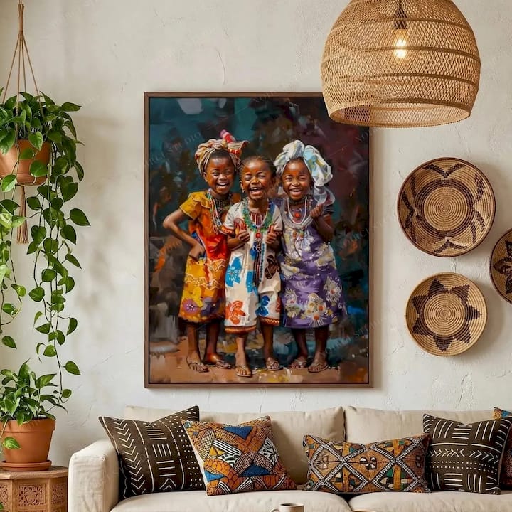 Black Girls Sisterhood Canvas Wall Art Print - Brown Sugar | Noirci Studio