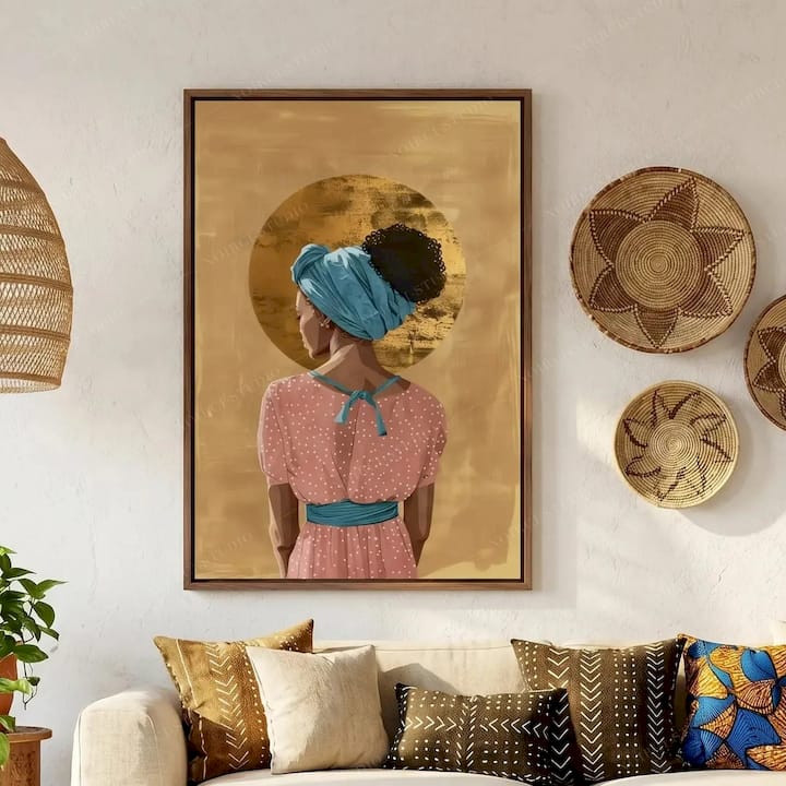 Black Woman Canvas Wall Art Print - Golden Crown | Noirci Studio