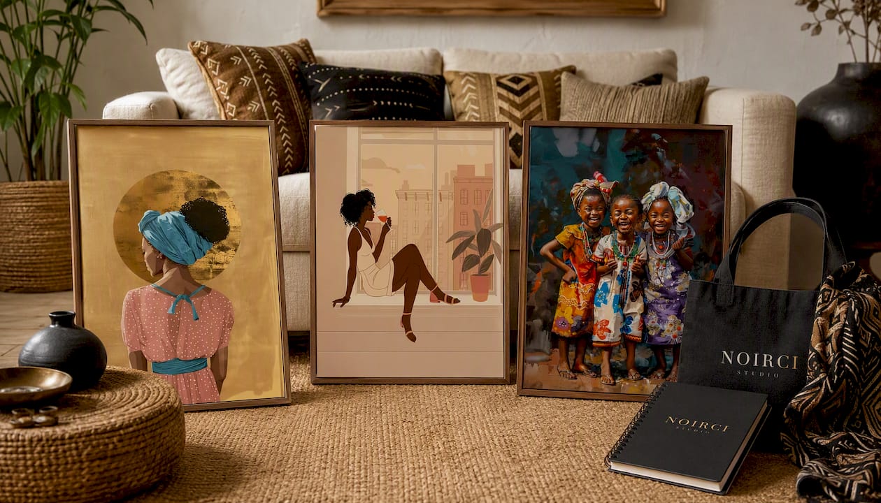 Black Woman Canvas Wall Art Print - Golden Crown | Noirci Studio