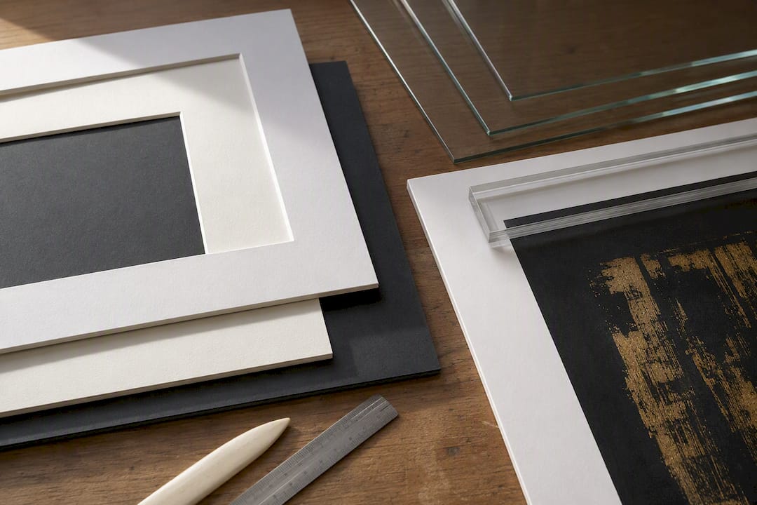 Archival mat boards and glazing samples