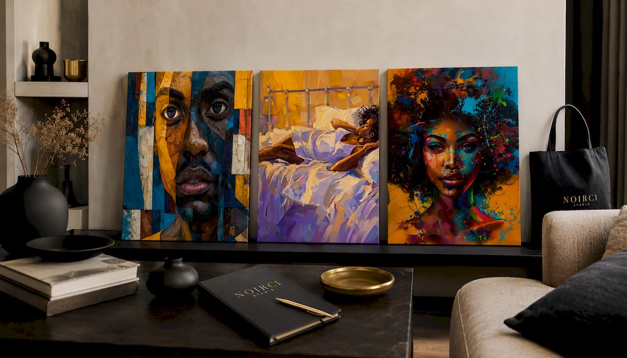 Abstract Black Man Canvas Wall Art Print - Deep Study | Noirci Studio