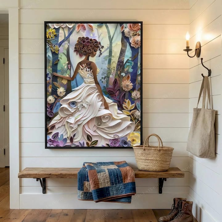 Black Woman Canvas Wall Art Print - Quilted Soul | Noirci Studio