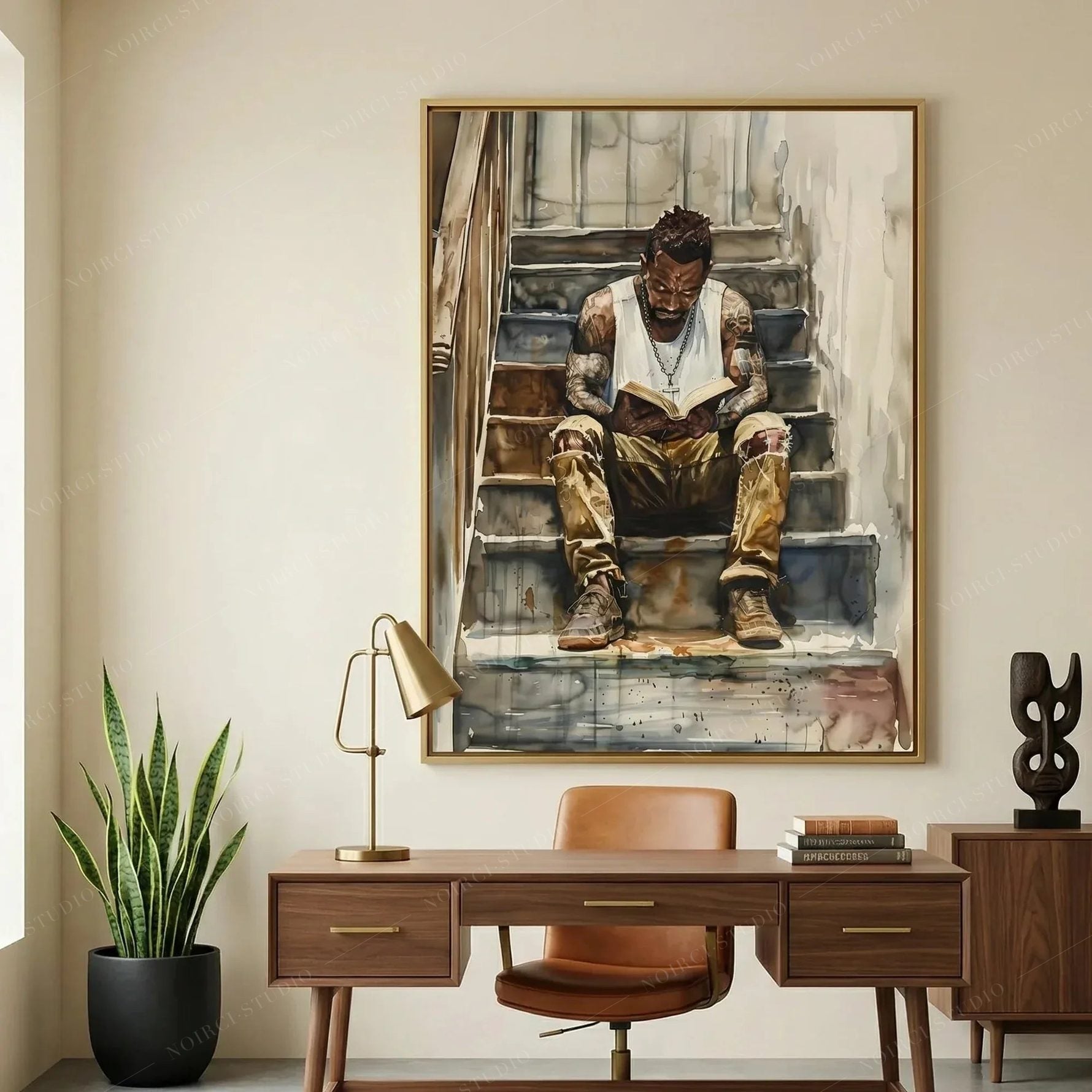 Black Man Reading Canvas Wall Art Print - Knowledge | Noirci Studio