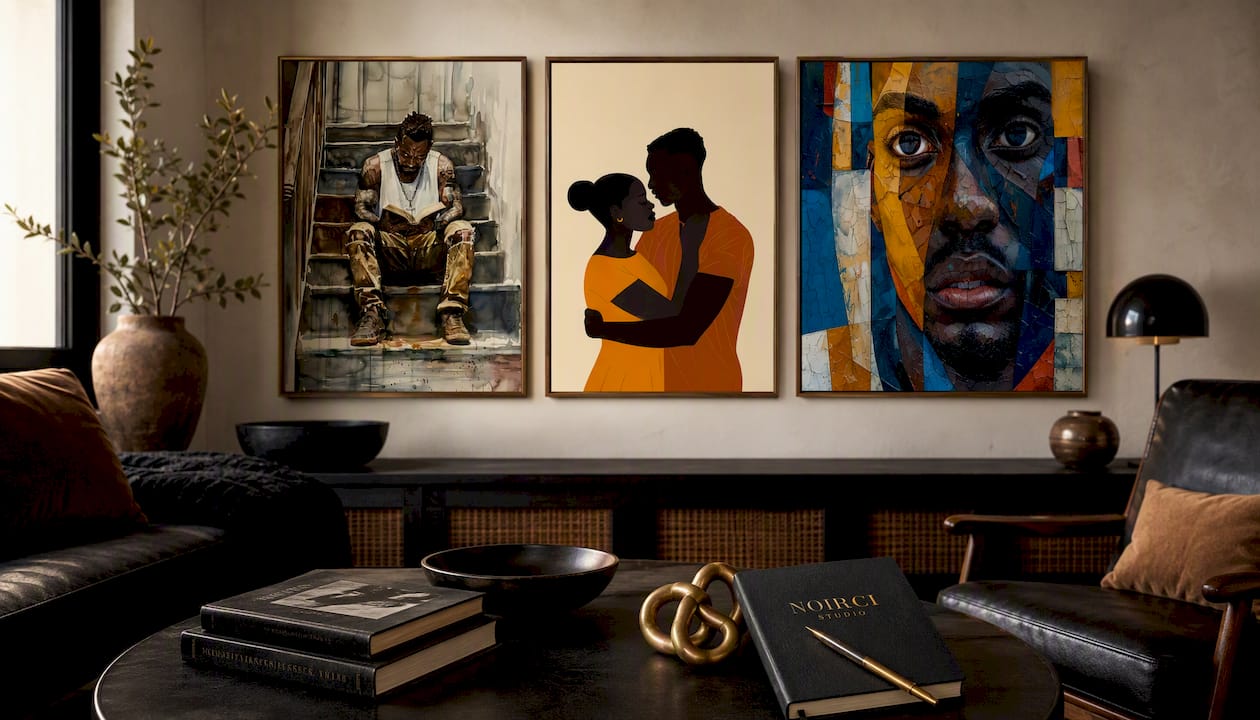 Black Man Reading Canvas Wall Art Print - Knowledge | Noirci Studio