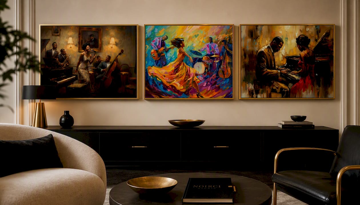 Harlem Renaissance Jazz Canvas Wall Art Print - Full Session | Noirci Studio