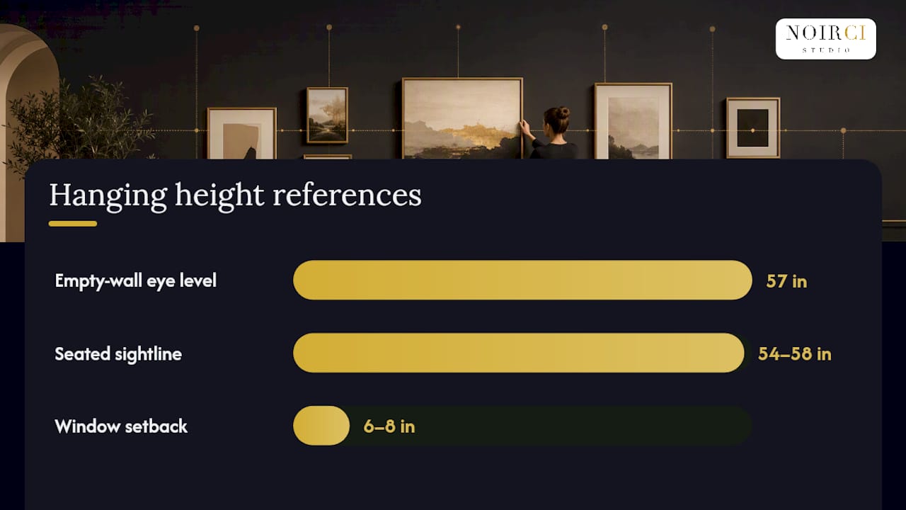 How to Hang Art Above a Sofa, Console, or Bed, overview diagram