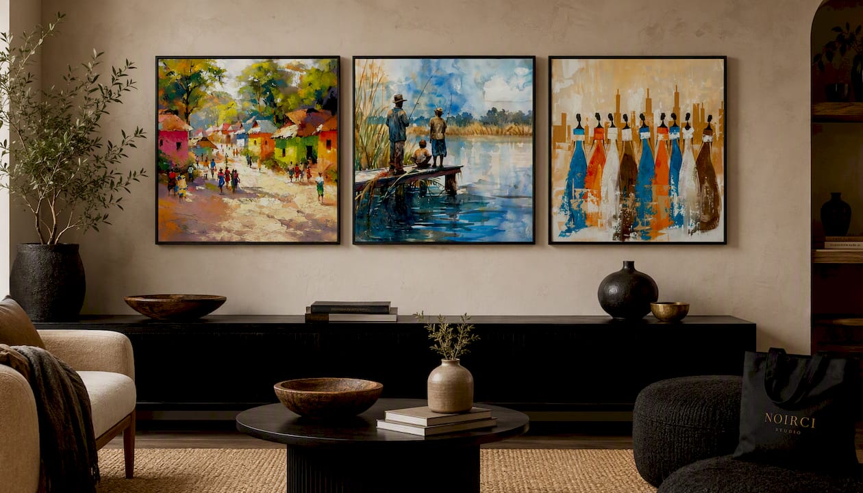 African Landscape Canvas Wall Art Print - Homestead | Noirci Studio