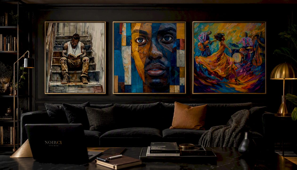 Black Man Reading Canvas Wall Art Print - Knowledge | Noirci Studio