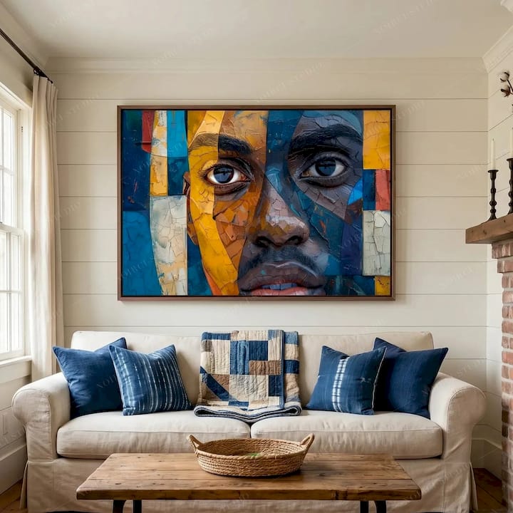 Abstract Black Man Canvas Wall Art Print - Deep Study | Noirci Studio