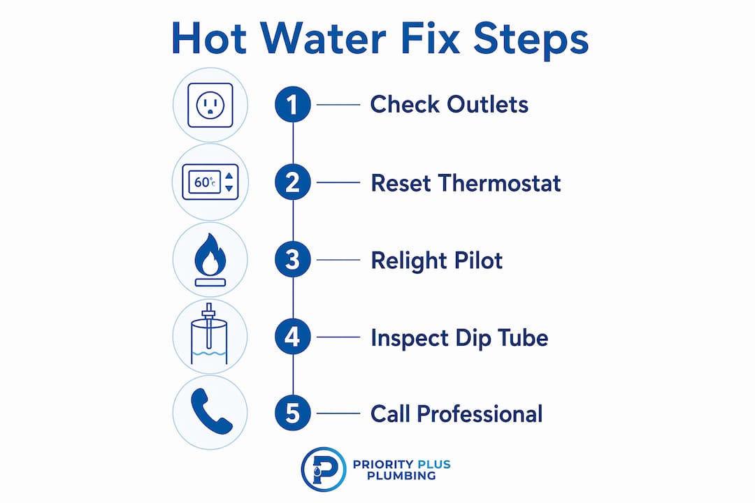 Infographic of hot water troubleshooting steps
