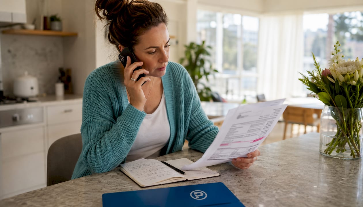 Homeowner discussing plumbing costs on phone