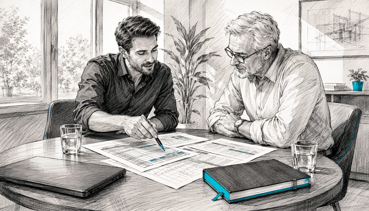 Das Team tauscht sich über verschiedene CMS-Vergleichstabellen aus und diskutiert deren Vor- und Nachteile.