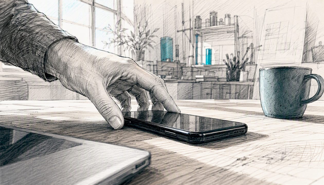 Jemand richtet sein Smartphone ein, um das Conversion-Tracking zu aktivieren.