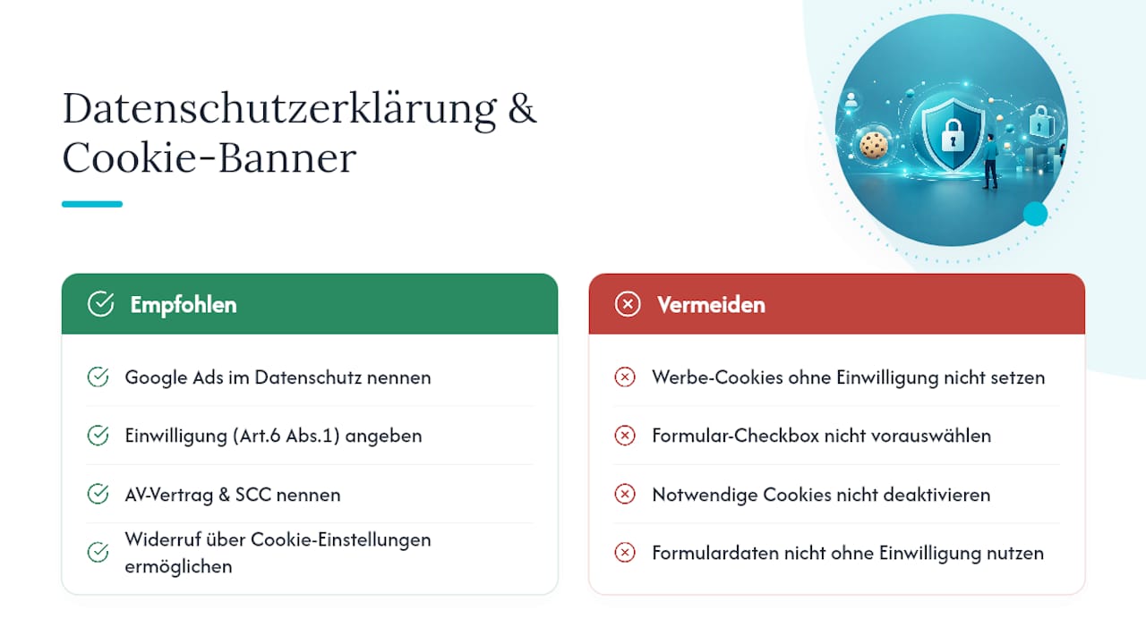 Mustertexte für Datenschutzerklärung und Cookie-Banner — overview diagram
