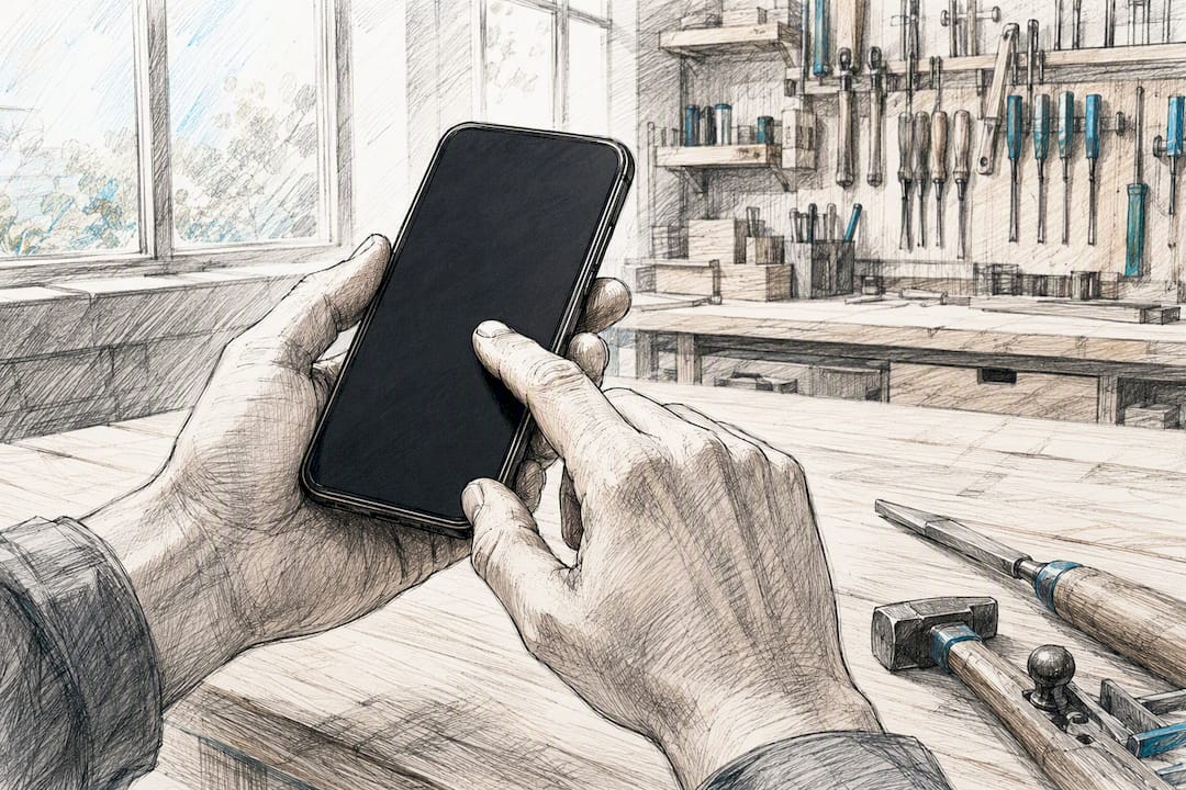 Hand, die die Einstellungen eines Smartphones anpasst