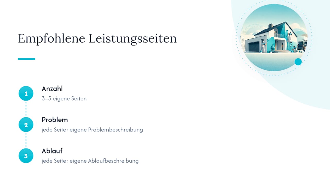 Diagramm mit der Einrichtung von 3-5 Service-Seiten
