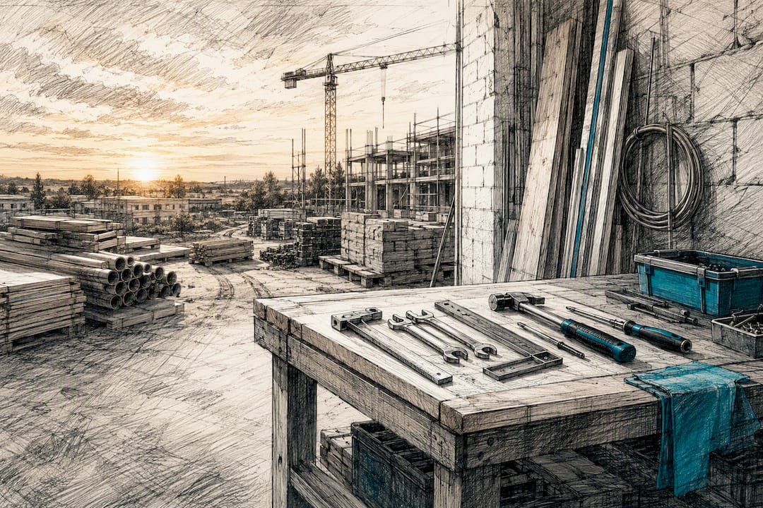 Saubere und ordentlich organisierte Baustelle im Handwerk