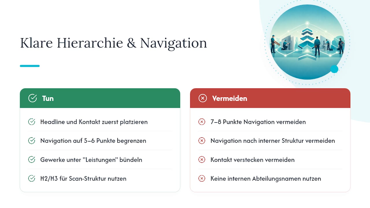 Klare Hierarchie und intuitive Navigation der Startseite — overview diagram