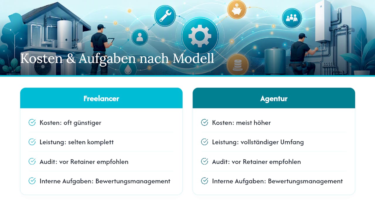 Vergleich verschiedener SEO-Modelle und deren Aufgabenverteilung