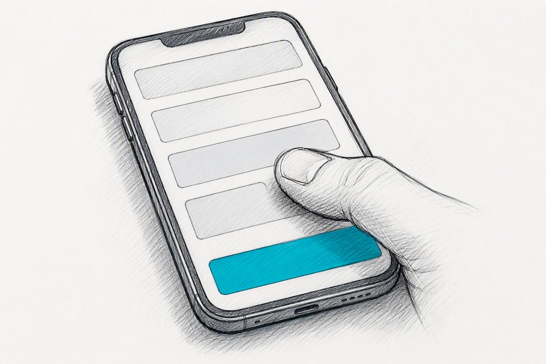 Illustration eines daumenfreundlichen Formulars