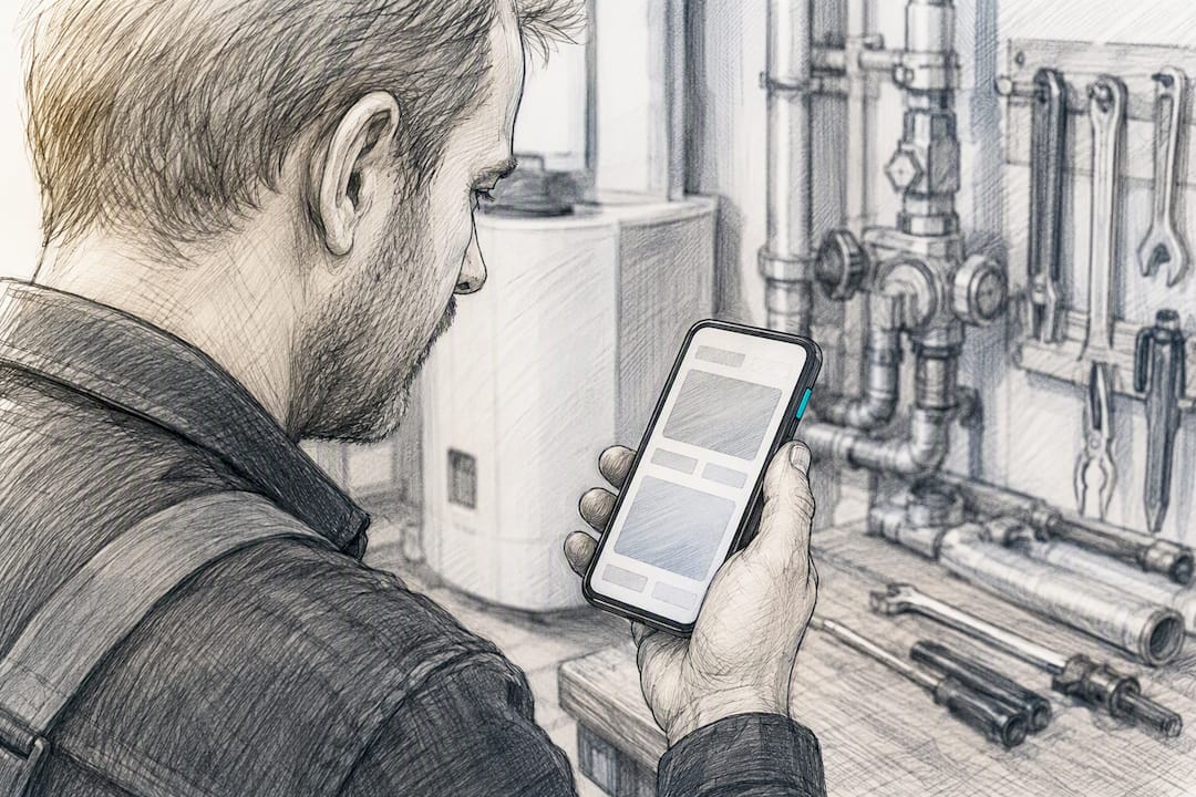 SHK-Meister überprüft die mobile Firmenwebsite