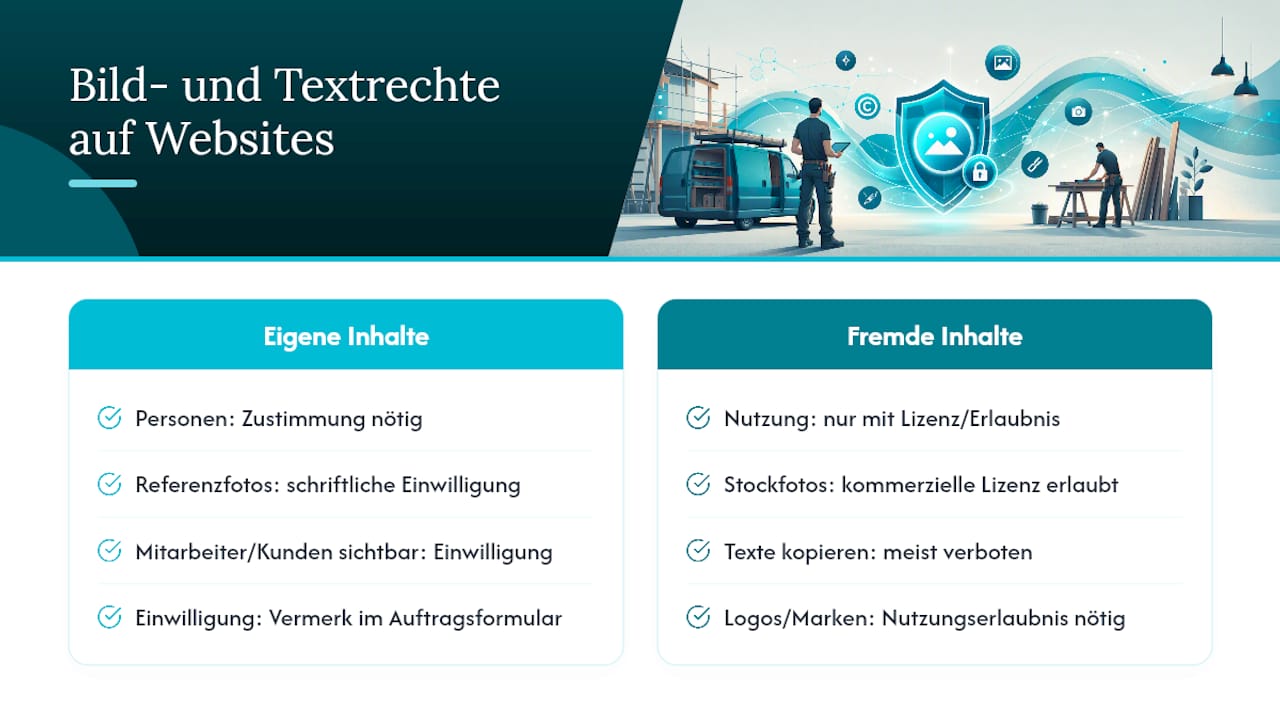 Wem gehören die Bilder und Texte auf Ihrer Handwerker-Website? — overview diagram