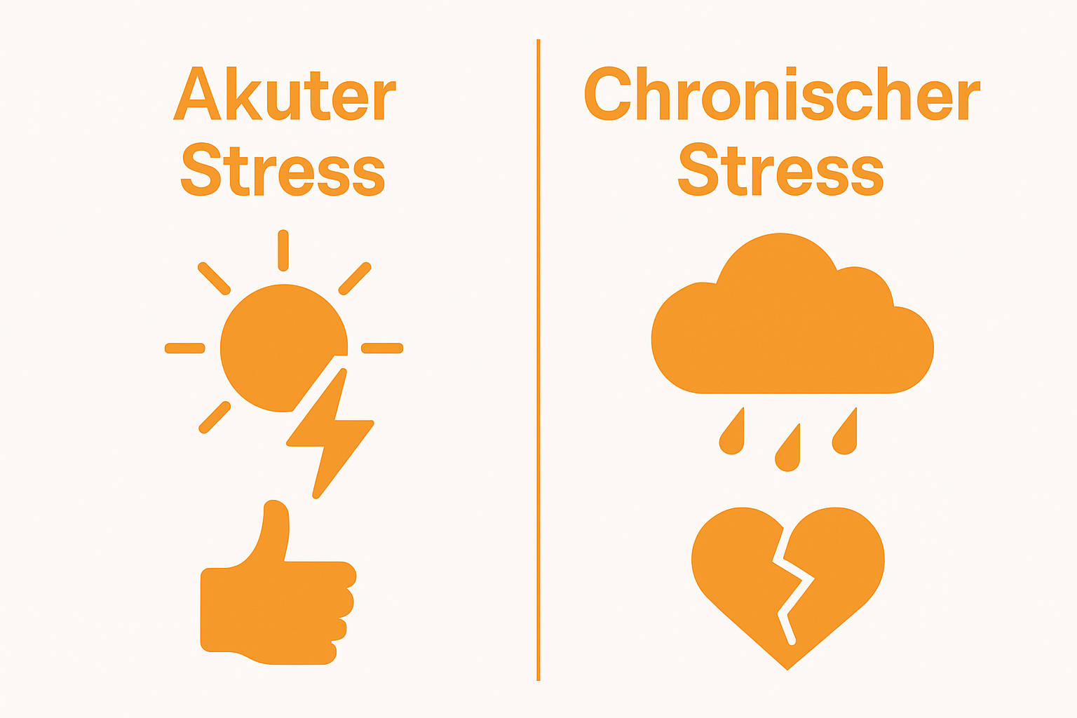 Gegenüberstellung akuter und chronischer Stress als Icons