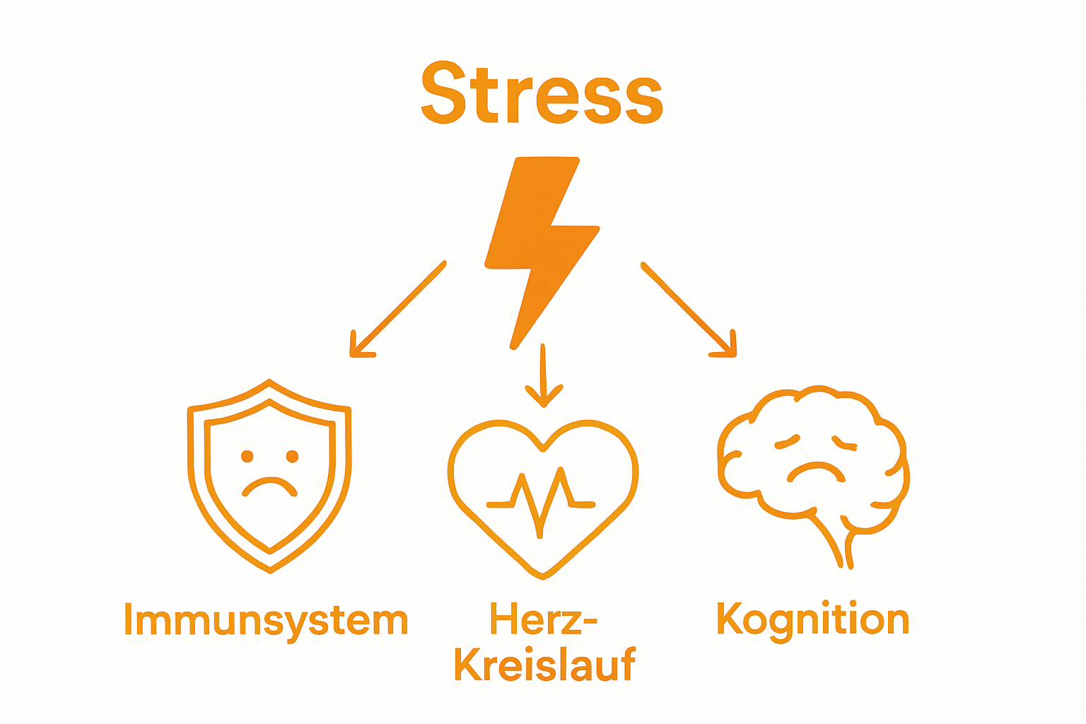 Infographic illustrating the three main health risks of chronic stress.