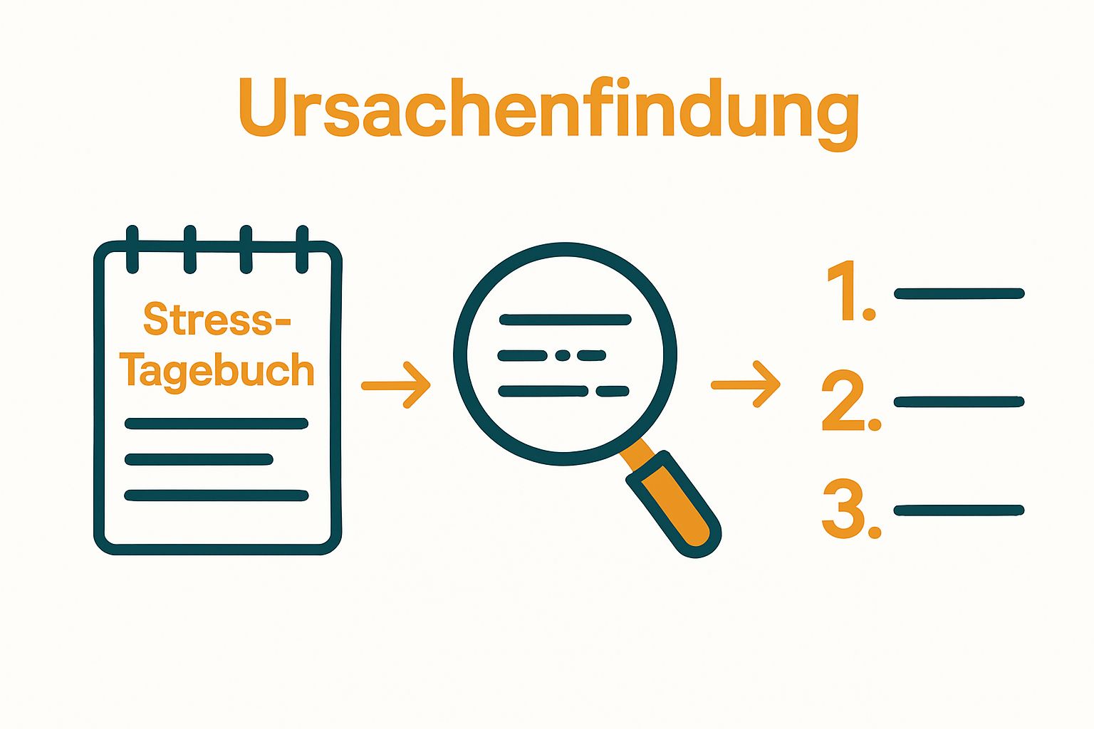 Infografik Stressauslöser identifizieren: Tagebuch, Analyse, Priorisierung