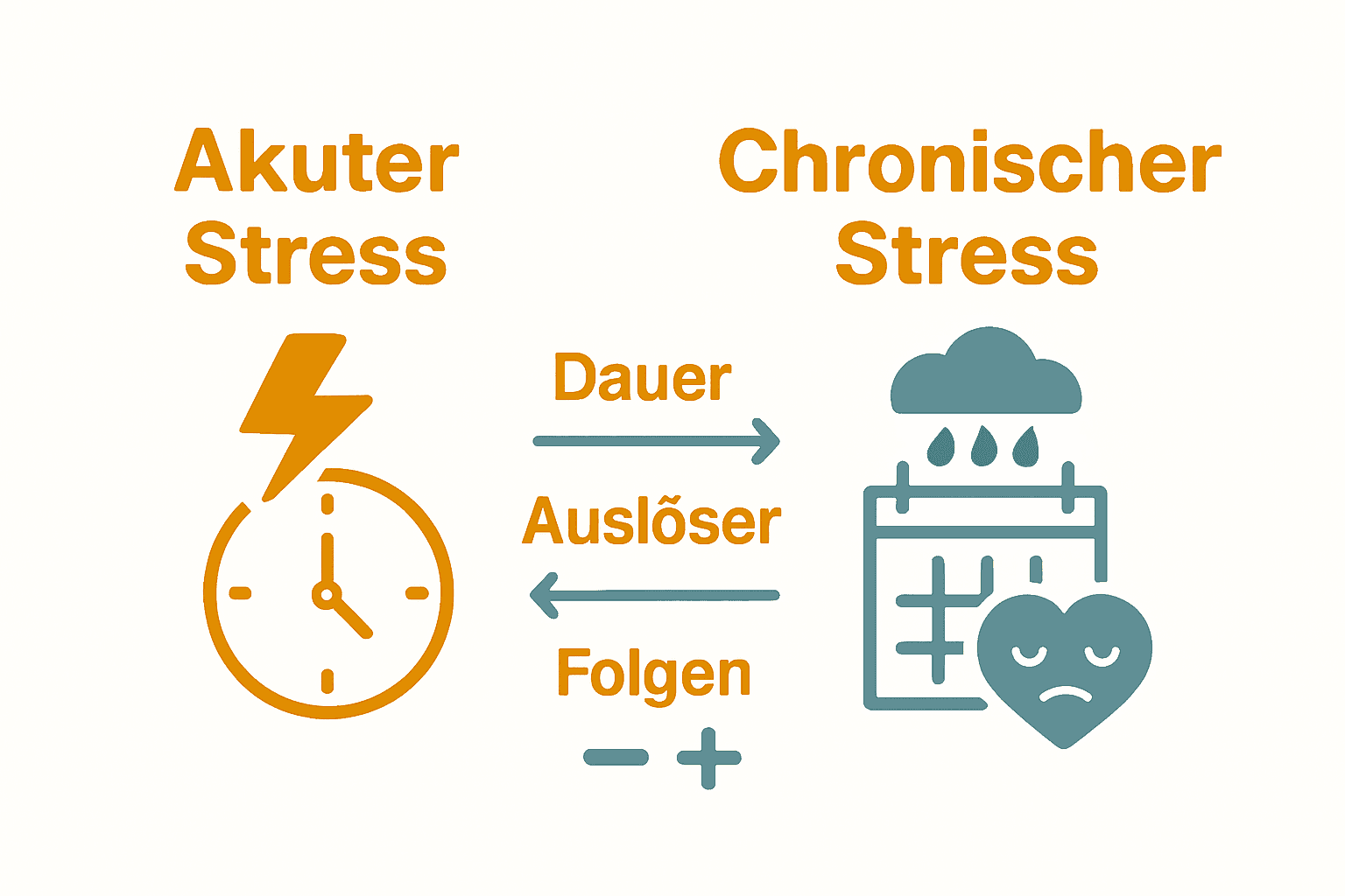 Vergleich von akutem und chronischem Stress als übersichtliche Infografik