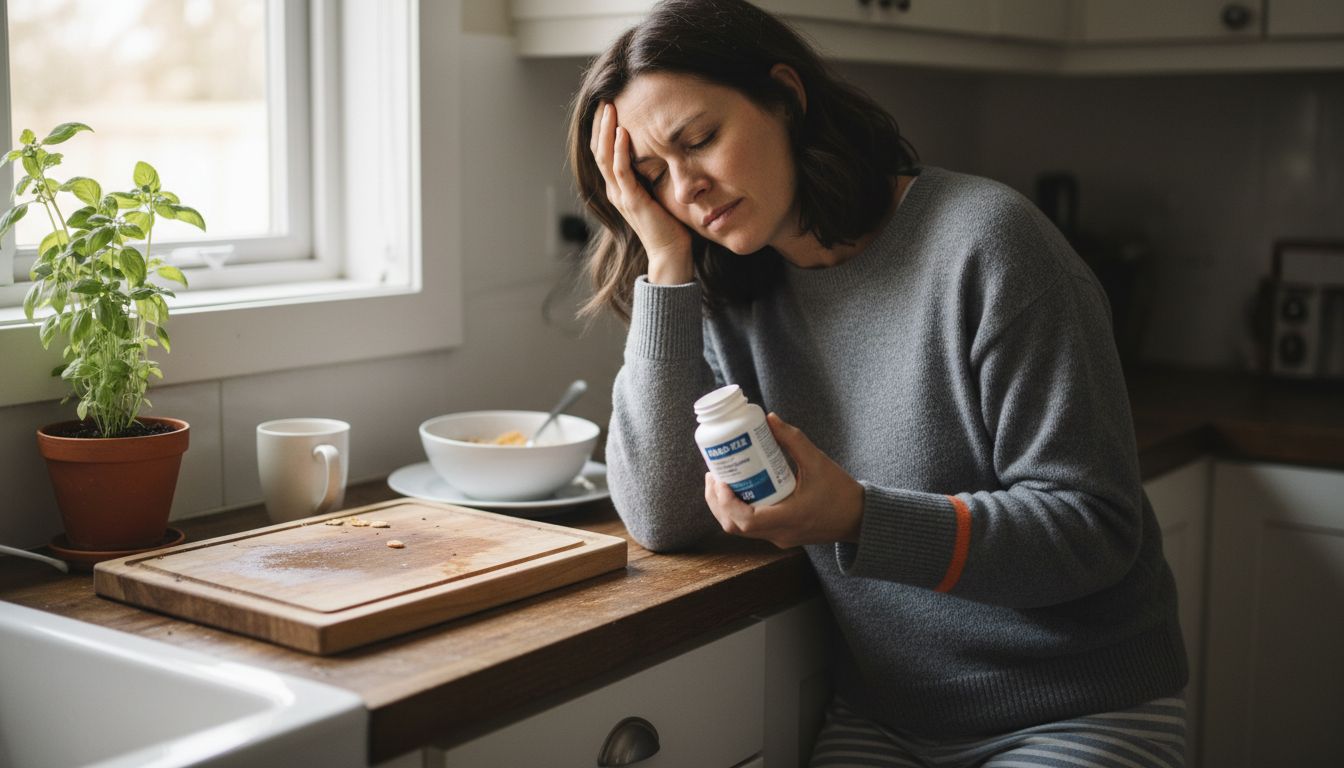 Woman shows signs of stress and fatigue