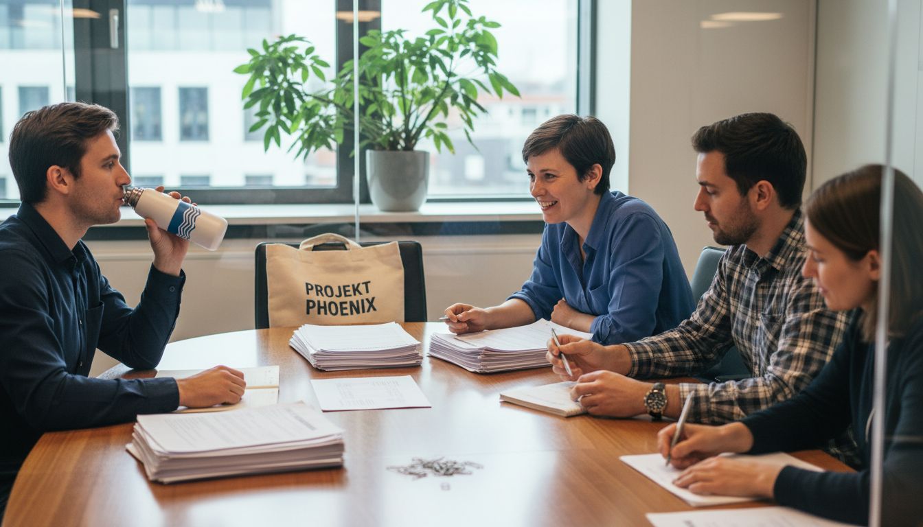Das Team bespricht gemeinsam die Ergebnisse der aktuellen Stressbefragung.