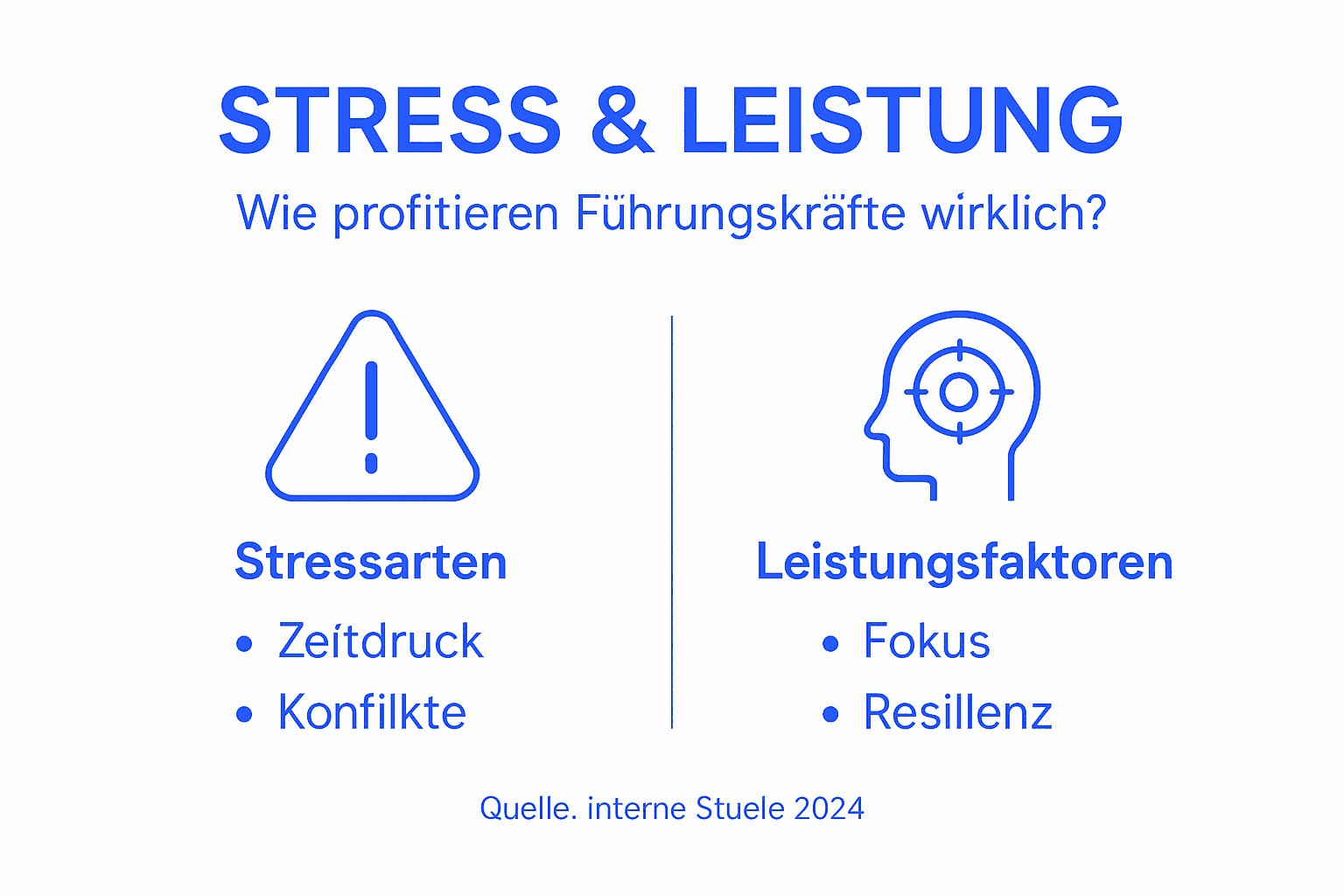 Infografik: Stressfaktoren und Erfolgsbedingungen im Führungsalltag