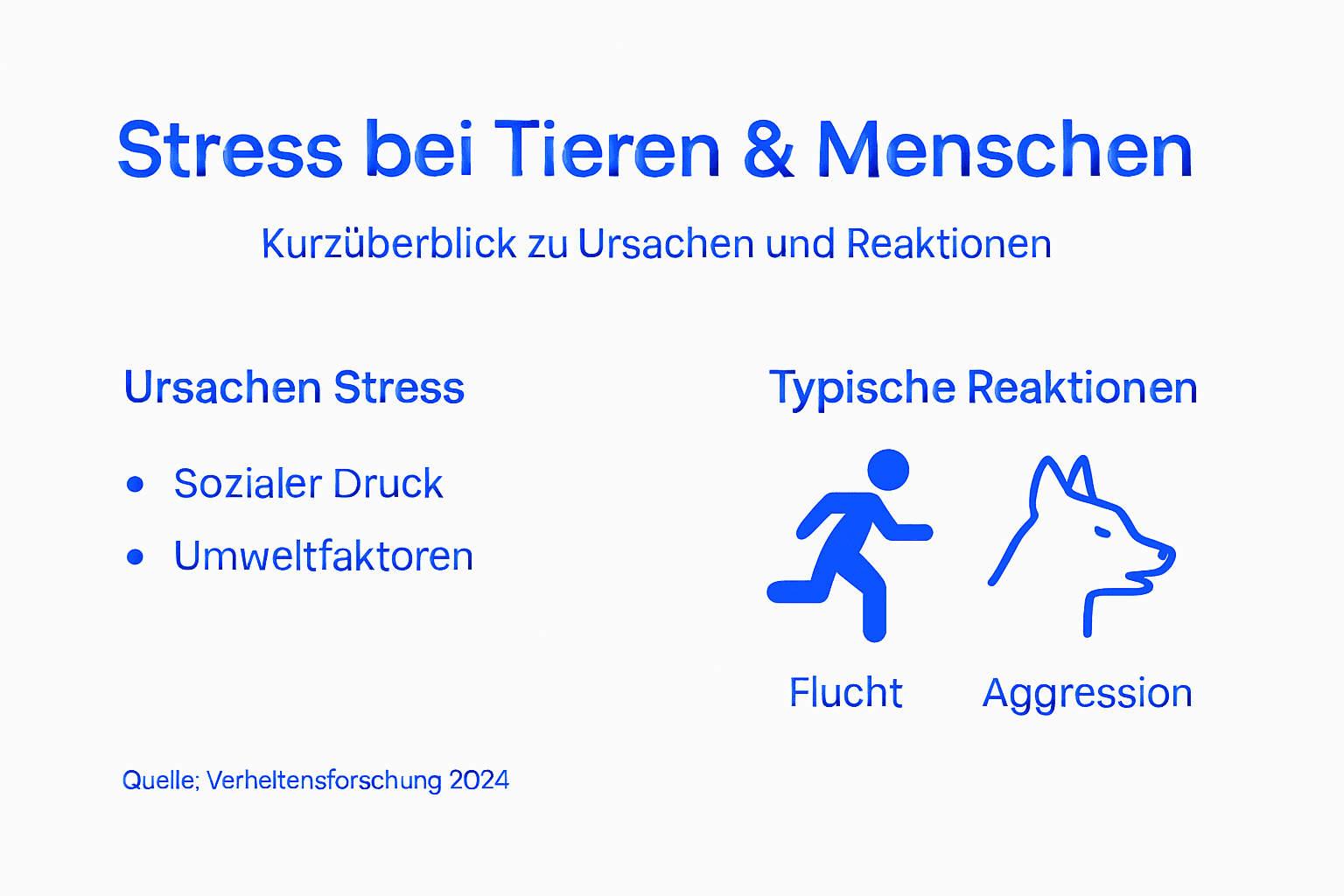 Übersicht: Verschiedene Stressformen und typische Reaktionen bei Tieren
