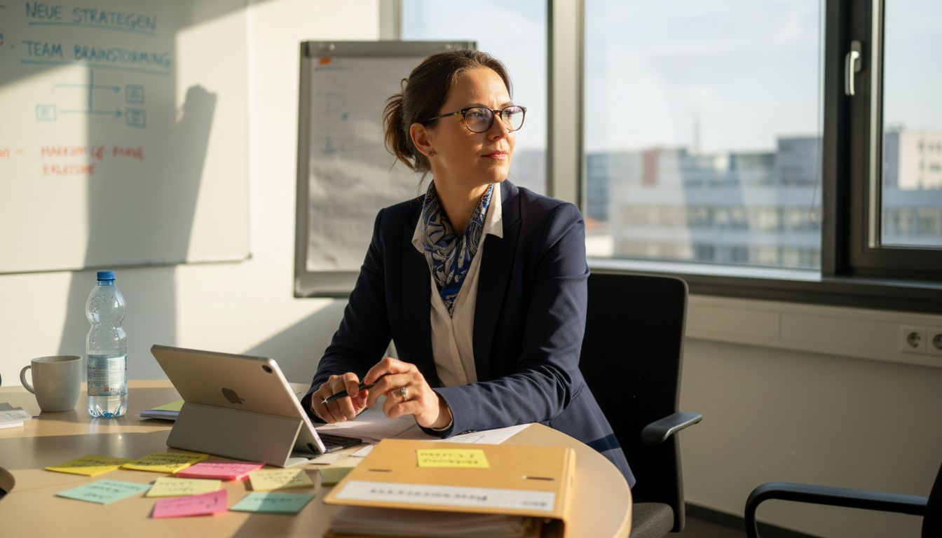 Ein Manager beschäftigt sich nachdenklich mit den neurobiologischen Hintergründen der Hypnotherapie.