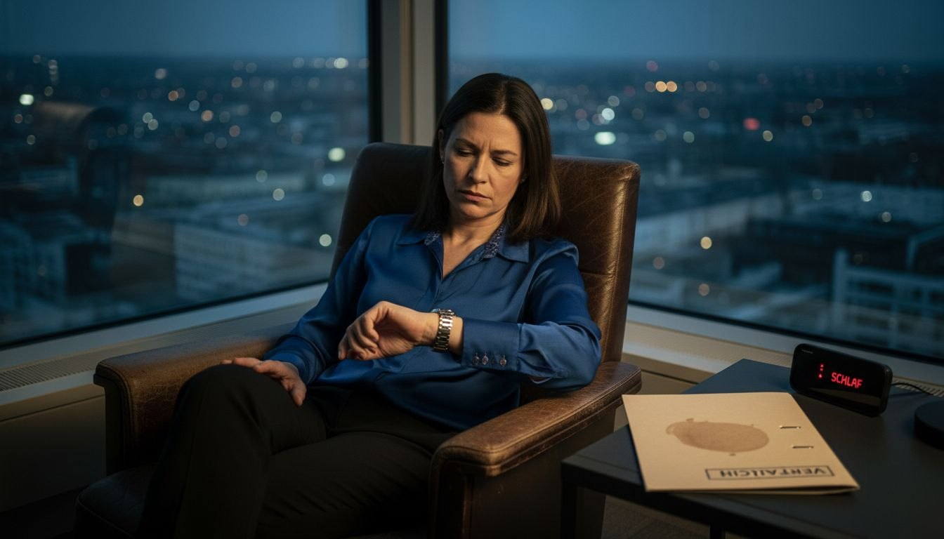 Geschäftsführer mit Schlafproblemen im Büroalltag