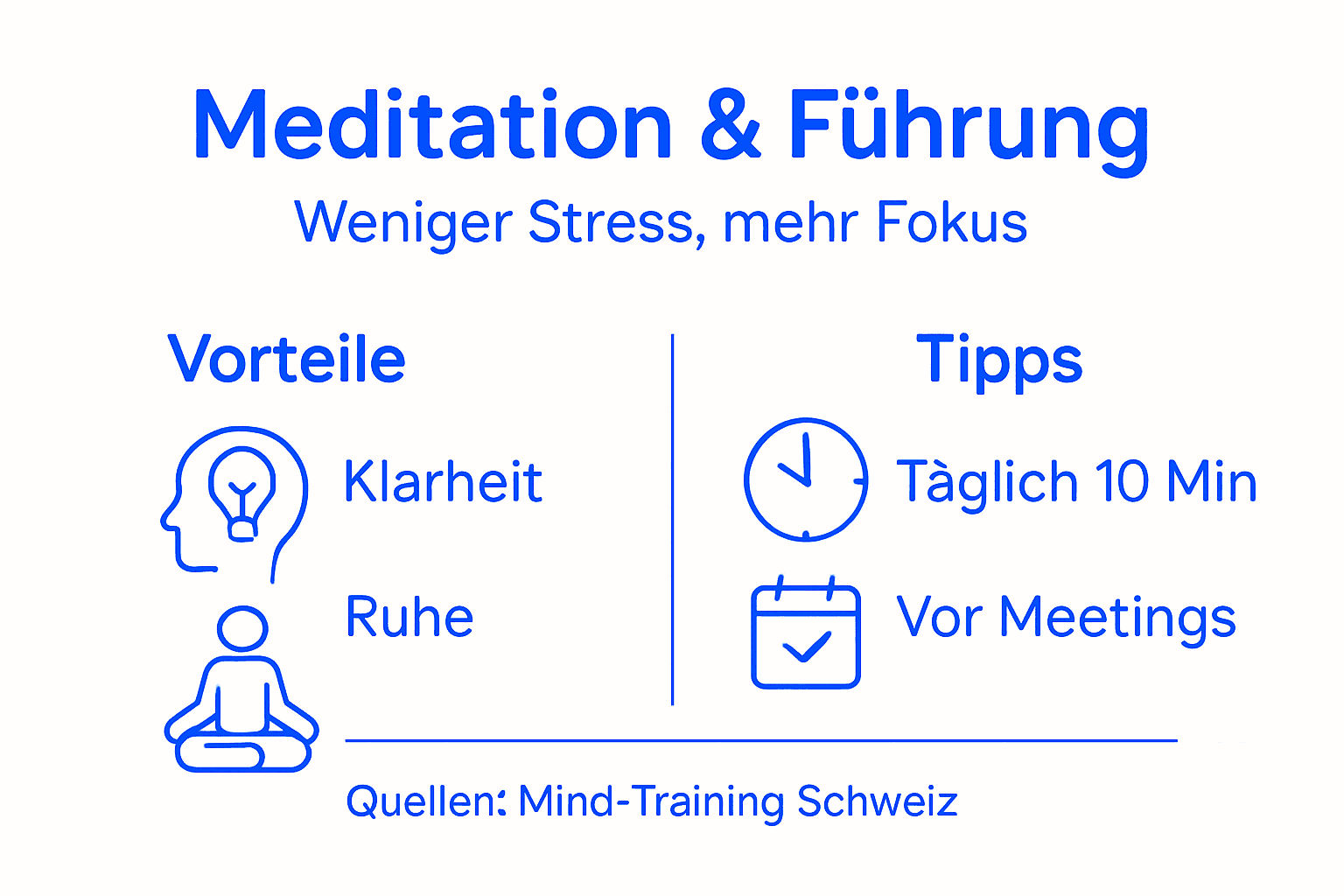 Infografik: Wie Meditation Führungskräfte stärkt – Wirkung und praktische Tipps