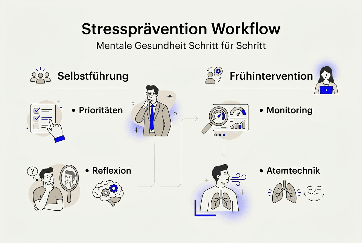Visualisierung: Der optimale Ablauf zur Stressvermeidung für Führungskräfte