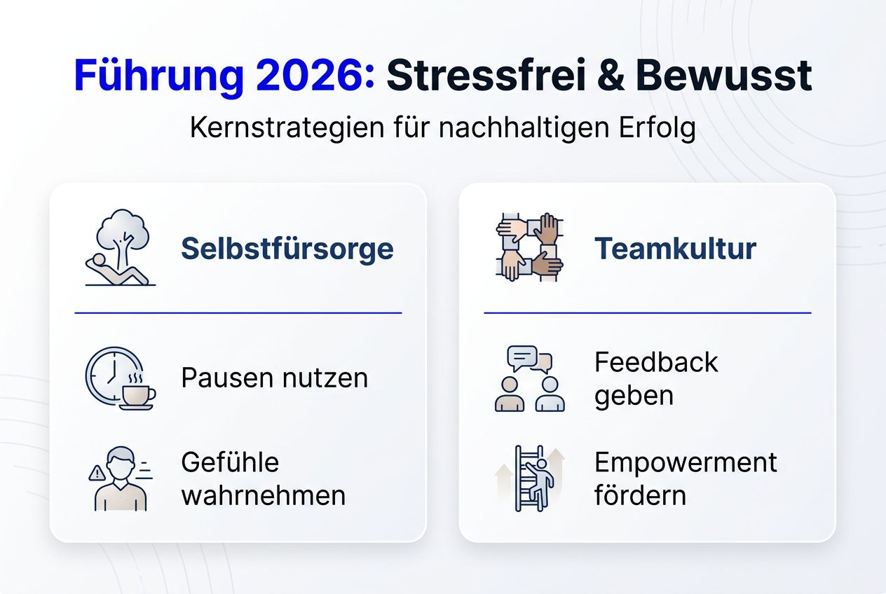 Infografik: Stressfrei und achtsam führen – Alle wichtigen Aspekte im Überblick