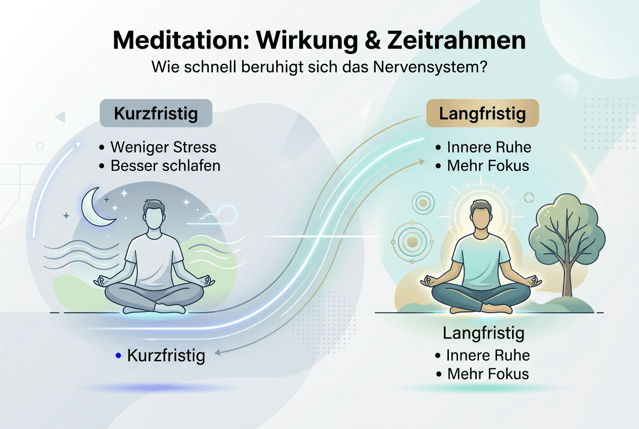 Infografik: Wie sich Meditationserfolge kurzfristig und langfristig entwickeln