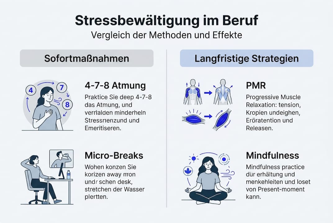 Infografik: Effektive Strategien zur Stressbewältigung am Arbeitsplatz