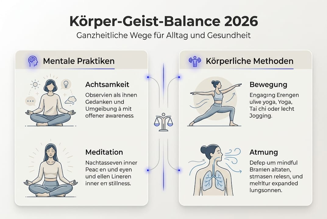 Infografik: Methoden zur Förderung der Verbindung zwischen Körper und Geist im Überblick