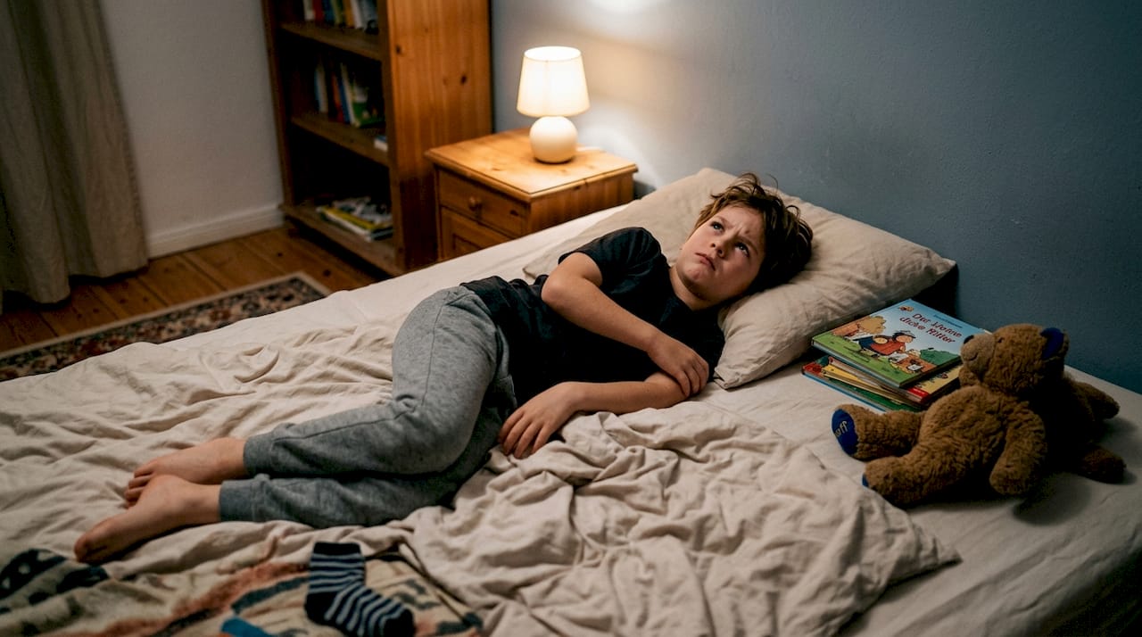 Ein Kind zeigt im eigenen Zimmer Anzeichen von Stress.