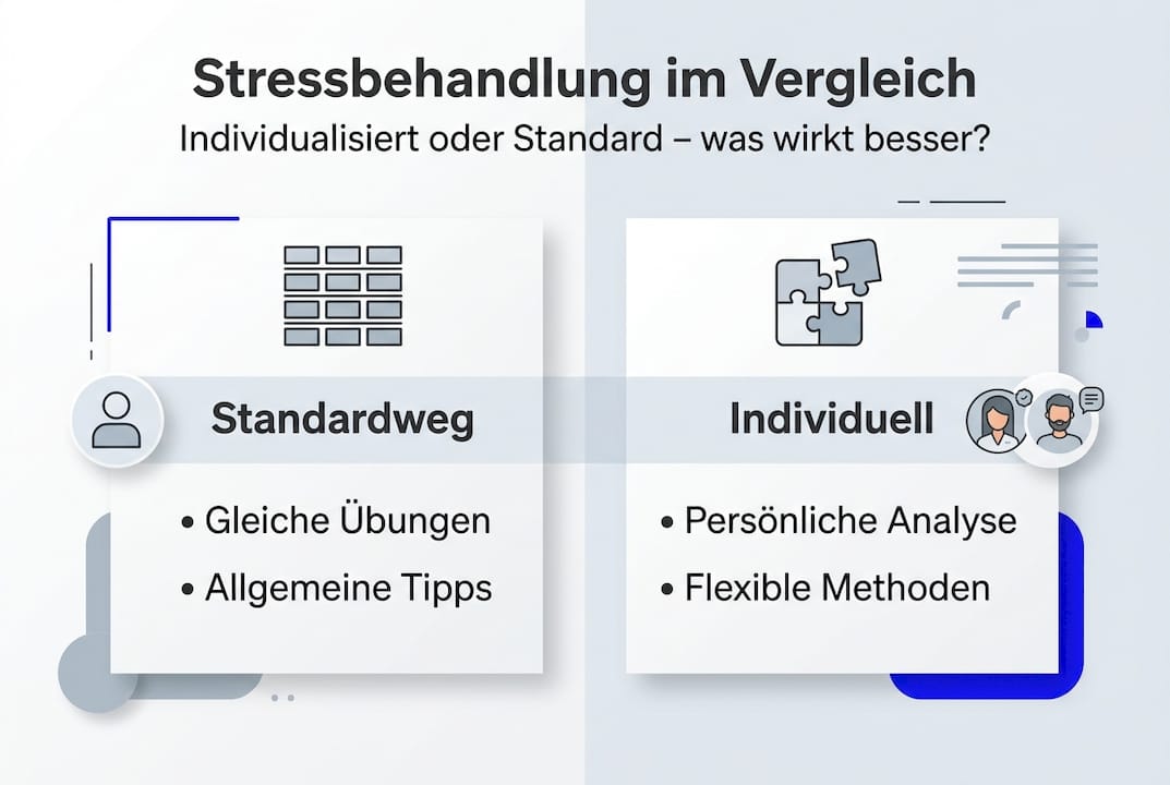 Infografik: Individuelle Stressbewältigung im Vergleich zu standardisierten Methoden