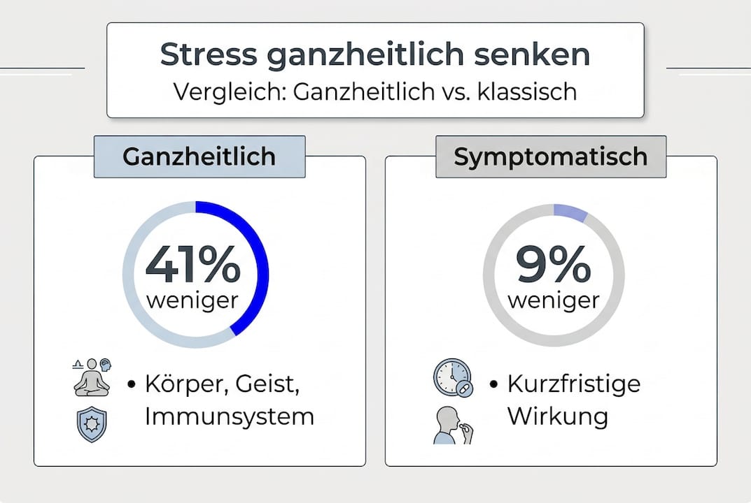 Vergleichende Infografik: Methoden für ganzheitlichen Stressabbau auf einen Blick