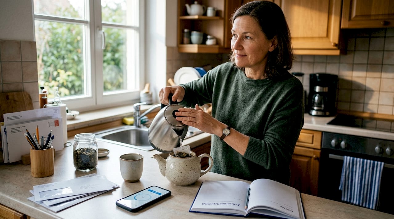 Frau, die täglich ihre ganzheitliche Heilungsroutine praktiziert