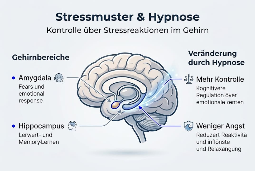 Infografik: So wirken Stressmuster und Hypnose auf unser Gehirn